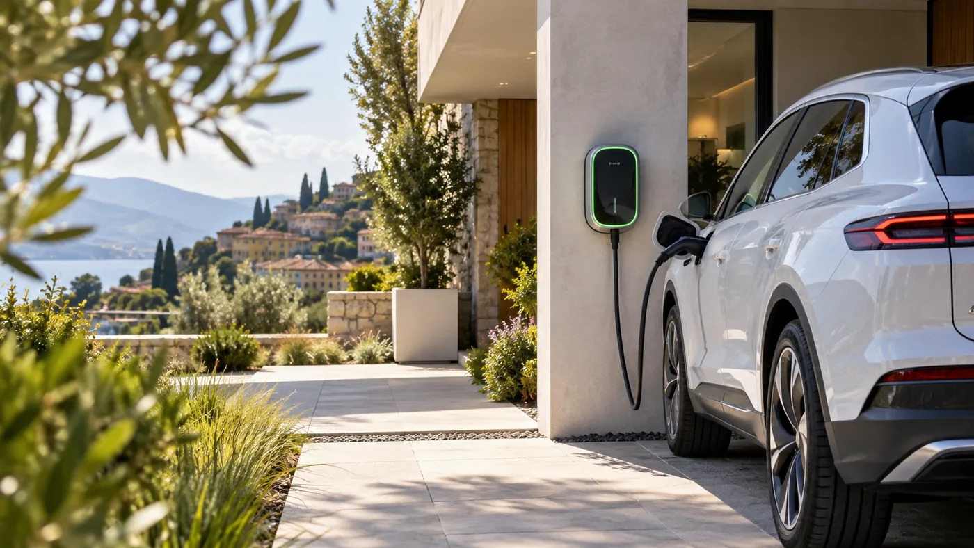 Auto elettrica collegata a una wallbox domestica